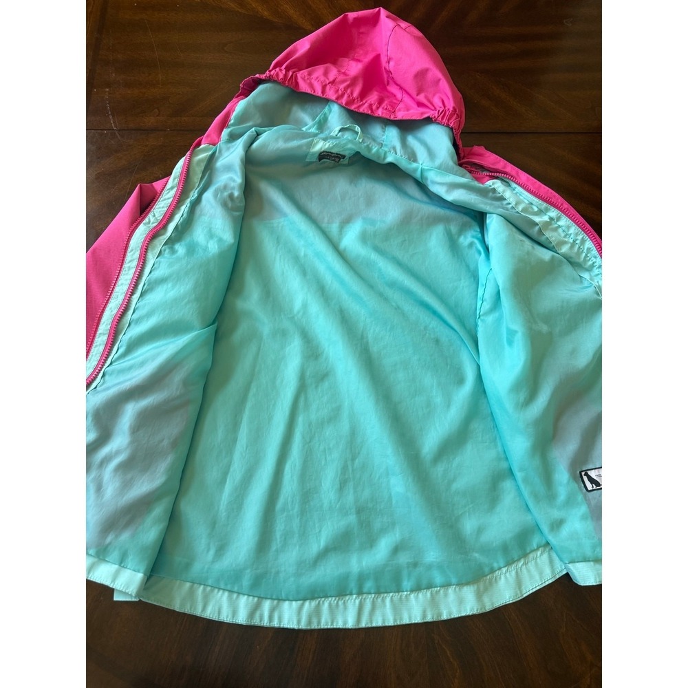 Eddie Bauer Kids L 14/16 Pink Teal Hooded Full Zip Rain Jacket Windbreaker Gorp - Picture 3 of 12